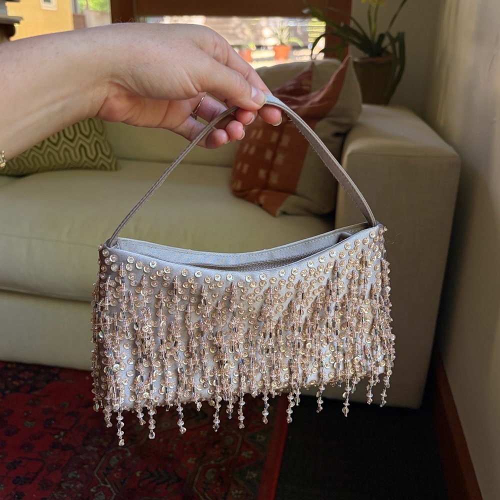Vintage Nine West Beaded Fringe Handbag Clutch